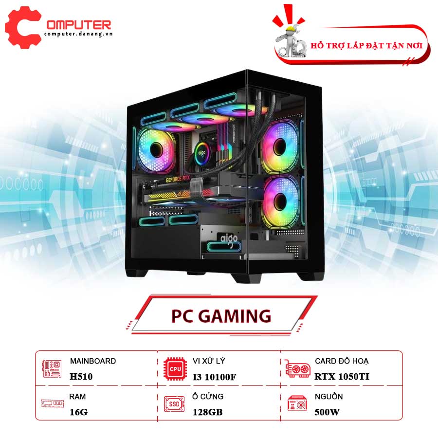 Pc-dnc-gaming-psu-500-i3-10100f-1050-ti-4g-ram-16gb-ssd-128gb