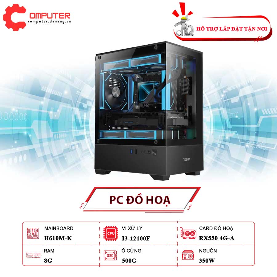 Pc-dnc-do-hoa-psu-350-i3-12100f-vga-rx550-4g-a-ram-8gb-ssd-500gb