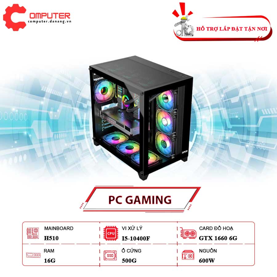 Pc-dnc-gaming-psu-600-i5-10400f-vga-1660-6g-ram-16gb-ssd-512gb