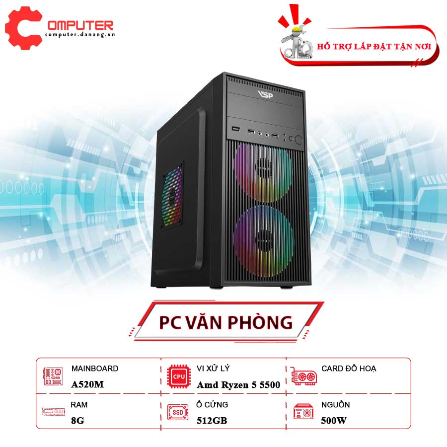 Pc-dnc-van-phong-psu-500-amd-ryzen-5-5500-main-a520m-ram-8gb-ssd-512gb